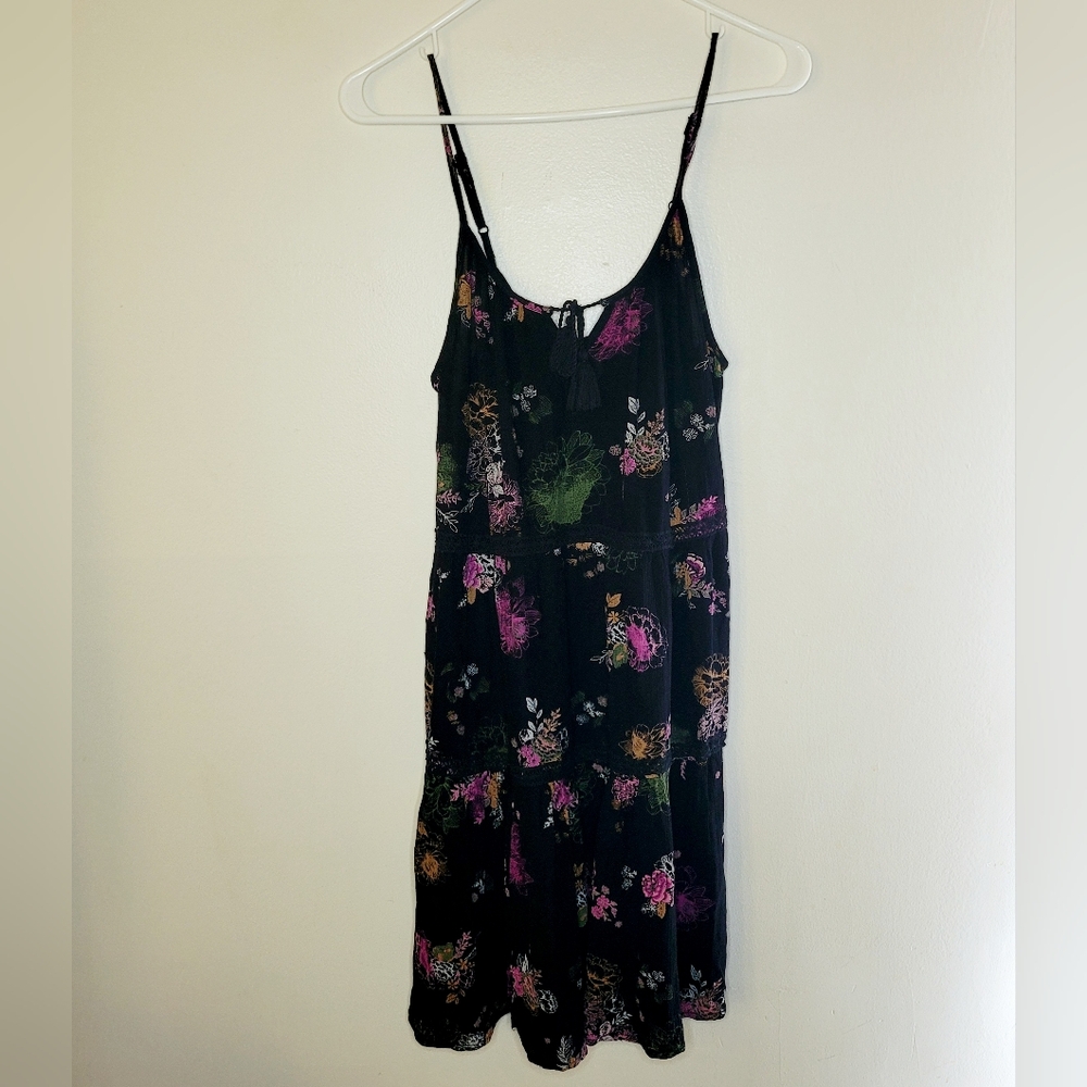 Mudd Dress Womens Medium Tiered Tie Front Dainty Witchy Floral Forest Nature VTG